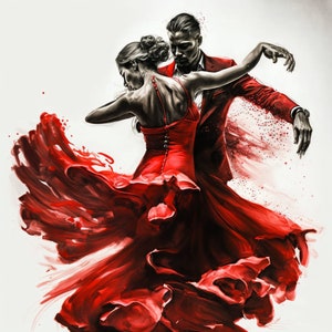 Ink Splatter Painting Colorful Ballroom Dancers - Ballroom Dance Art - Colorful Dance Art - Ink Splatter Art - Abstract Art