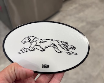 Borzoi Lure Coursing Magnet | Sighthound Oval Magnet | Borzoi Car Magnet