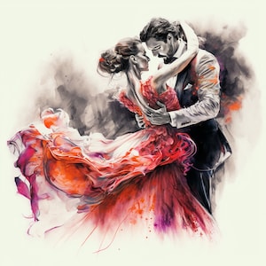 Ink Splatter Painting Colorful Ballroom Dancers - Ballroom Dance Art - Colorful Dance Art - Ink Splatter Art - Abstract Art