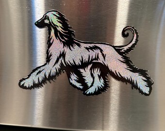 Afghan Hound Magnet | Holographic Afghan Hound Fridge Magnet | Dog Breed Magnet | Afghan Hound Gift | Sighthound Lover Gift | Dog Mom Gift