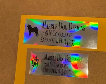 Etichette per indirizzi personalizzate con razza di cane / Etichette per indirizzi di ritorno personalizzate / Etichette per spedizioni con silhouette di cane / Etichette olografiche o bianche