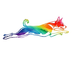 Basenji Lure Coursing Decal | Basenji Car Sticker | Running Basenji Vinyl Decal | Sighthound Dog Sticker