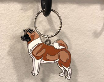 American Akita Metal Keychain – Akita Keychain - Dog Charm
