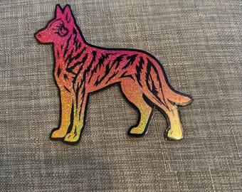 Dutch Shepherd Magnet - Working Dog Magnet for Car - Dutchie Decal - Holographic Glitter Magnet