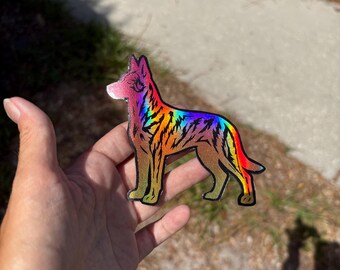 Dutch Shepherd Magnet - Working Dog Magnet for Car - Dutchie Decal - Holographic Magnet