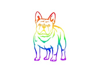 French Bulldog Decal - Rainbow Colorful French Bulldog Sticker - French Bulldog Car Decal
