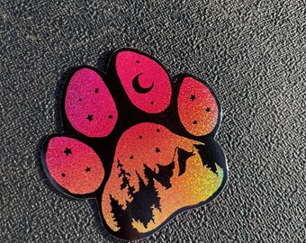 Dog Paw Print Magnet - Mountain Dog Paw Magnet - Dog Lover Refrigerator Magnet - Hiking Dog Gift