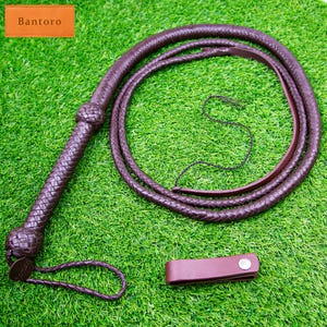 Loud Cracking Equestrian Whip – Durable, Flexible, Handmade Indiana Jones Brown Training Whip 12 Plaits Braided 8ft Cowhide Leather Bullwhip