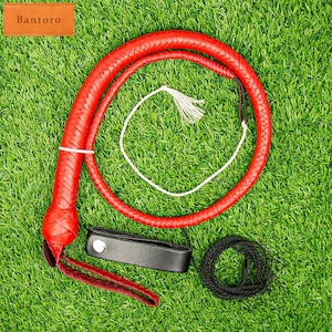 Rote Leder Schlangenpeitsche: 1 Meter 12-Braid Bullwhip mit Bleikugeln