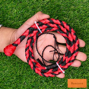 Red and Black Mini Pocket Whip – 3ft Little Snapper | Handcrafted Nylon Paracord Whip with Leather Core | Compact, Flexible & Loud Crack