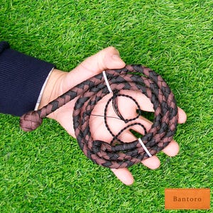 Nylon Paracord Whip Compact with Leather Core Mini Pocket Whip Black and Brown– 3ft Little Snapper – Handcrafted, Flexible & Loud Crack
