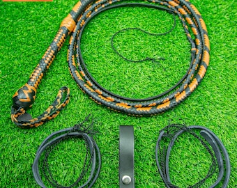 Handmade 16-Plait Kangaroo Leather Bullwhip – Equestrian Cracking Whip