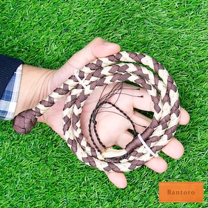 3ft Compact Nylon Paracord Whip with Leather Core Beige and Brown Mini Pocket Whip Lightweight, Durable, Flexible Design Powerful Loud Crack