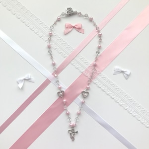 decorator ⊹ coquette dollette hyperfeminine ribbon charm necklace