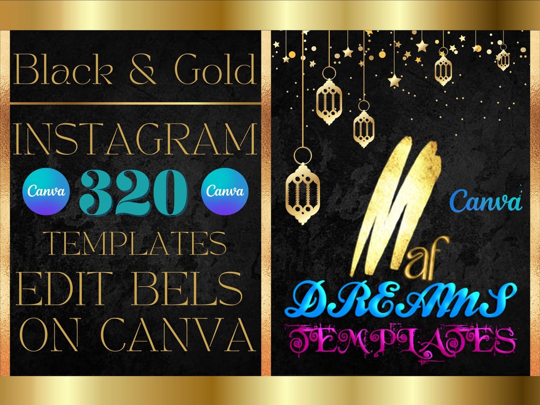 Canva Templates Gold and Black Beauty - Etsy