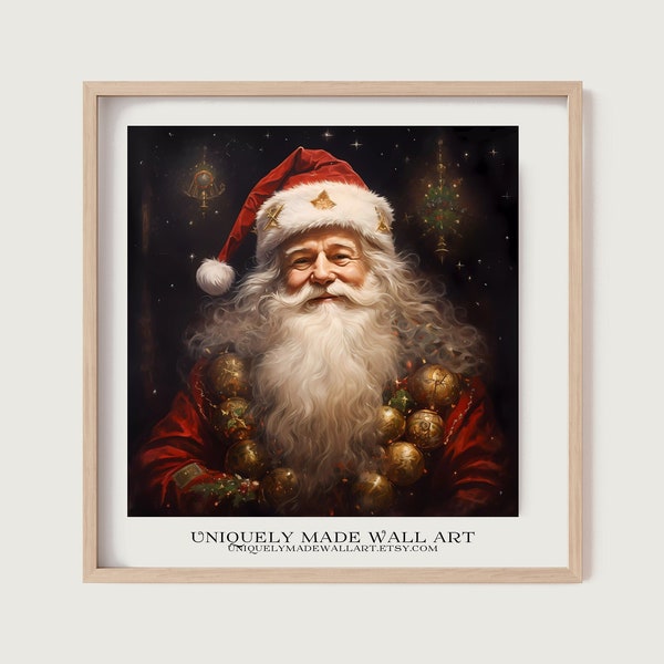 Enchanting Santa Claus Digital Painting / Christmas Wall Art / Magical Holiday Decor / Festive Santa Claus Artwork / Magical holiday art