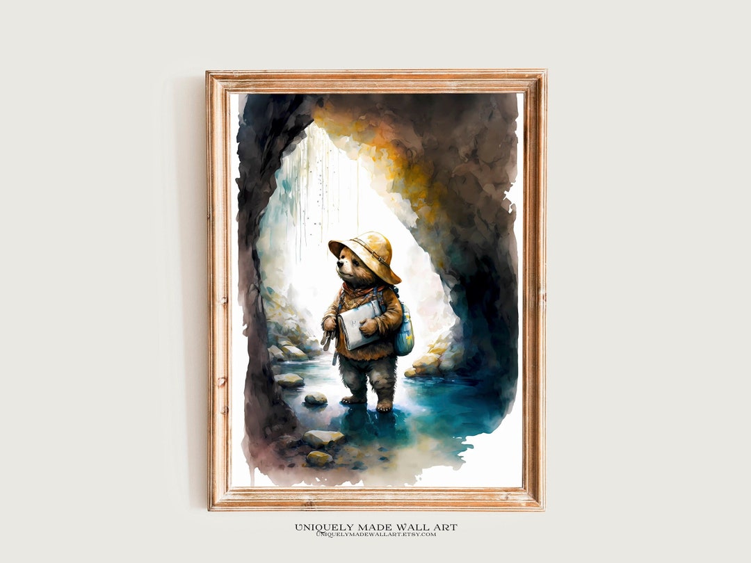 Teddy Bear Explorer Art Print / Digital Art Print Cute Bear / Fantasy ...