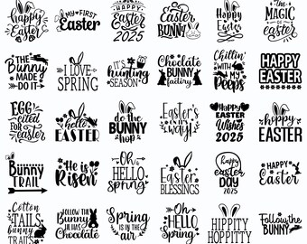 Paquete SVG de Pascua, archivos de corte de Pascua, diseños de primavera, decoraciones de Pascua, diseños de Cricut, SVG de conejito, mi primera Pascua, Feliz Pascua, huevo de Pascua