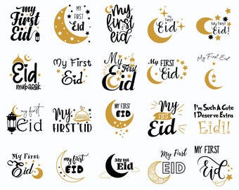 My First Eid SVG Bundle, Baby Onesie Design, Ramadan SVG, First Eid, Eid Celebration Bundle, Eid Svg Files, New born Baby Onesie Eid Bundle