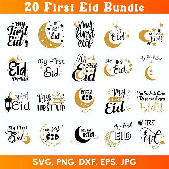 My First Eid SVG Bundle, Baby Onesie Design, Ramadan SVG, First Eid, Eid Celebration Bundle, Eid Svg Files, New born Baby Onesie Eid Bundle