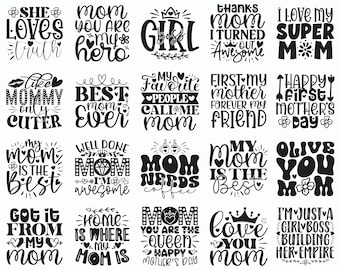 Paquete de archivos SVG para el Día de la Madre, SVG para mamá y mamá, archivos de corte para Cricut, diseño para Silhouette, SVG para camiseta floral del Día de la Madre, descarga digital