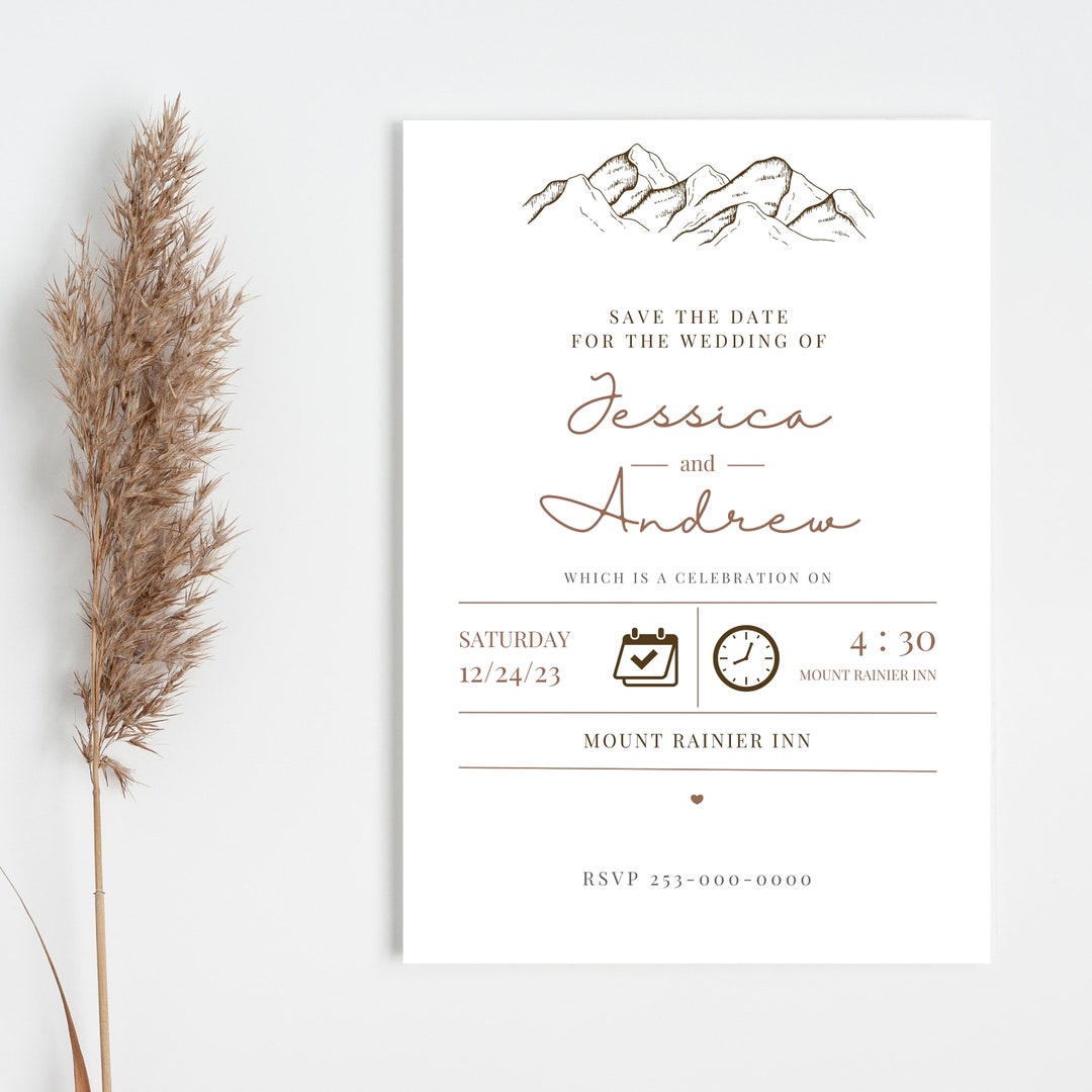 Mountain Wedding Invitation Template, Mountain Wedding Invitation