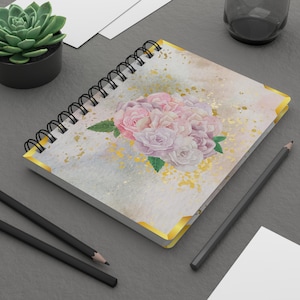 Floral Spiral Bound Journal, Cute Notebook for Writing, Gift for Her, Inspirational Diary, Wedding Guest Book, Art Journal