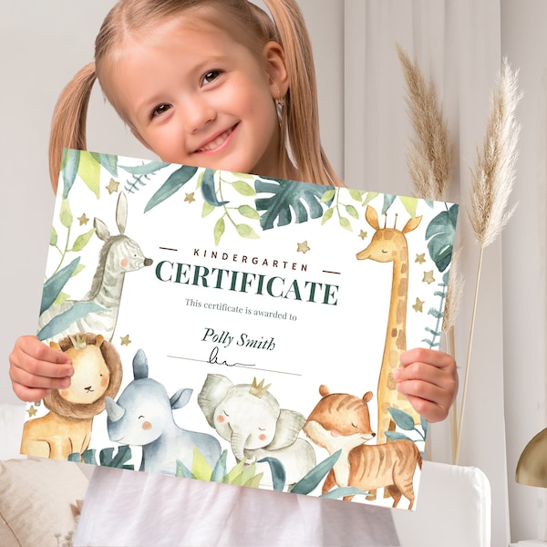 Editable Kindergarten Certificate Template Printable Certificate Graduation Ceremony