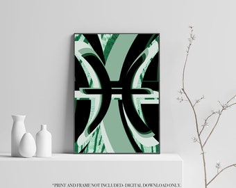 Bannister Abstract PISCES, Printable Wall Art,Pillow