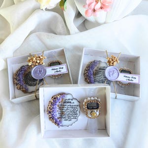 Bomboniera con magnete epossidico Ayatul Kursi e tasbeeh digitale, regali per baby shower islamici, magnete Aqiqah, regalo di benvenuto per neonati, scatola per bomboniere per neonati