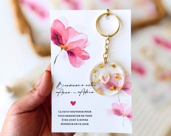 Personalized Epoxy Keychain Favor, Rustic Wedding Save The Date Gift