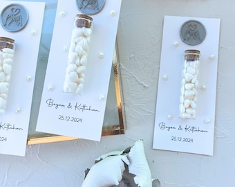 Cadeau dragée coeur, bonbonnière personnalisée bocal en verre, cadeaux de fête élégants