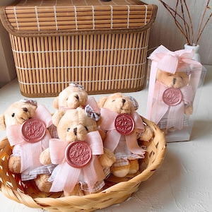 Regali personalizzati con orsacchiotto per baby shower, portachiavi con orsacchiotto di peluche per battesimo, regali per comunione, orsacchiotto Mi Bautizo, regalo per festa di compleanno