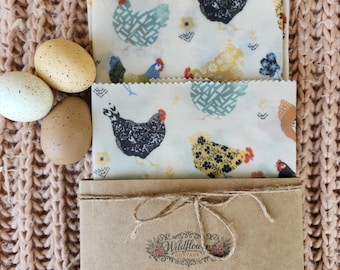 Beeswax Wraps with different prints, food safe and environmental friendly