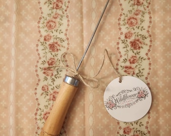 Antique Rustic Rotary Hand Egg Beater With Metal Handle, US Patent