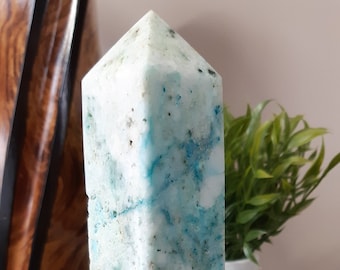 An Extra Large Natural Phoenix / Chrysocolla Crystal Tower with Druzy - Tranquility, Peace, Intuition, - Crystal Store - Crystal Healing