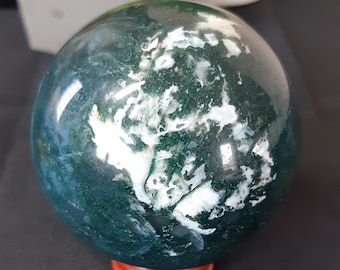 A Gorgeous Green Moss Agate  Crystal Sphere - Crystal Ball - Encourage Tranquility And Emotional Balance - Crystal Healing - Crystal Store
