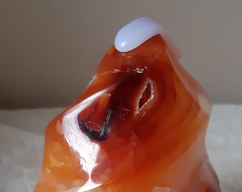 A Beautiful Carnelian Flame with Druzy - Aids to Calm Feelings, Especially Anger And Frustration - Crystal Store - Crystal Healing