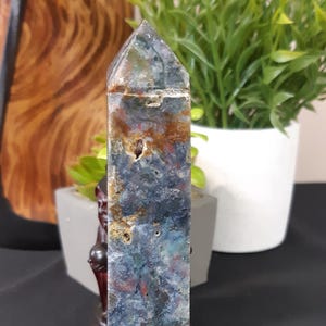 An Exquisite Ocean Jasper Crystal Tower with Druzy - Emotional Healing Properties - Crystal Healing - Crystal Store - Blue and Green Colours
