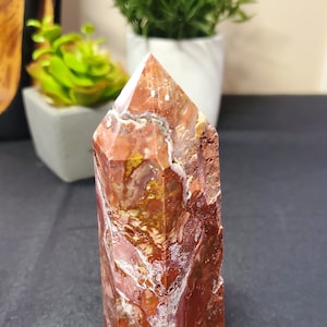 An Exquisite Red Moss Agate Crystal Tower with Natural Druzy- Aids to Increase Energy & Vitality - Crystal Healing - Crystal Store