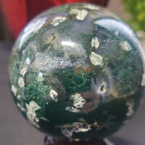 A Beautiful Green Ocean Jasper Sphere Crystal with Druzy - Beautiful Earth Colors - Feel More Optimistic - Crystal Store - Crystal Healing