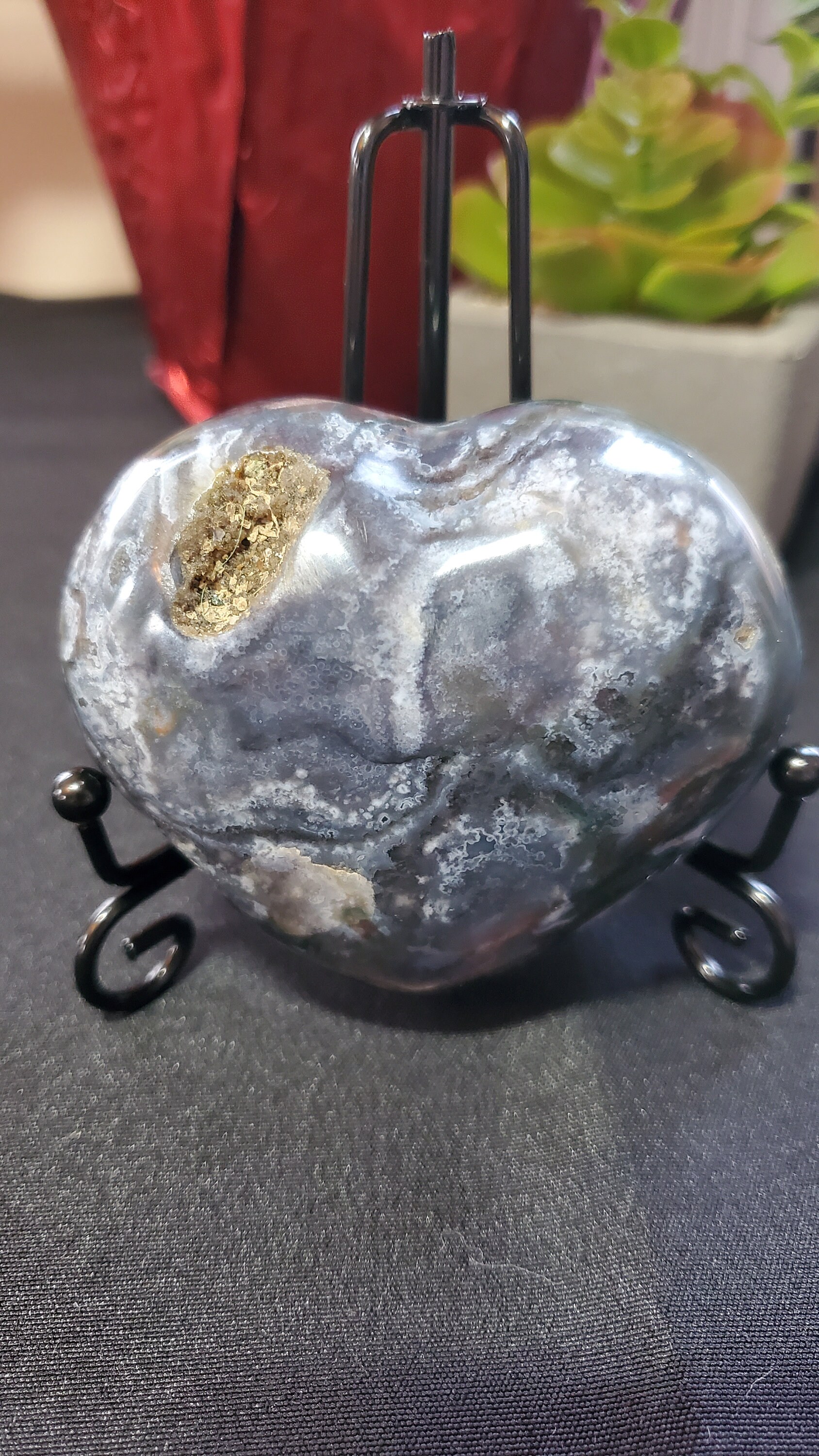 大きなオーシャンジャスパークリスタルハート2個セット - 素晴らしい