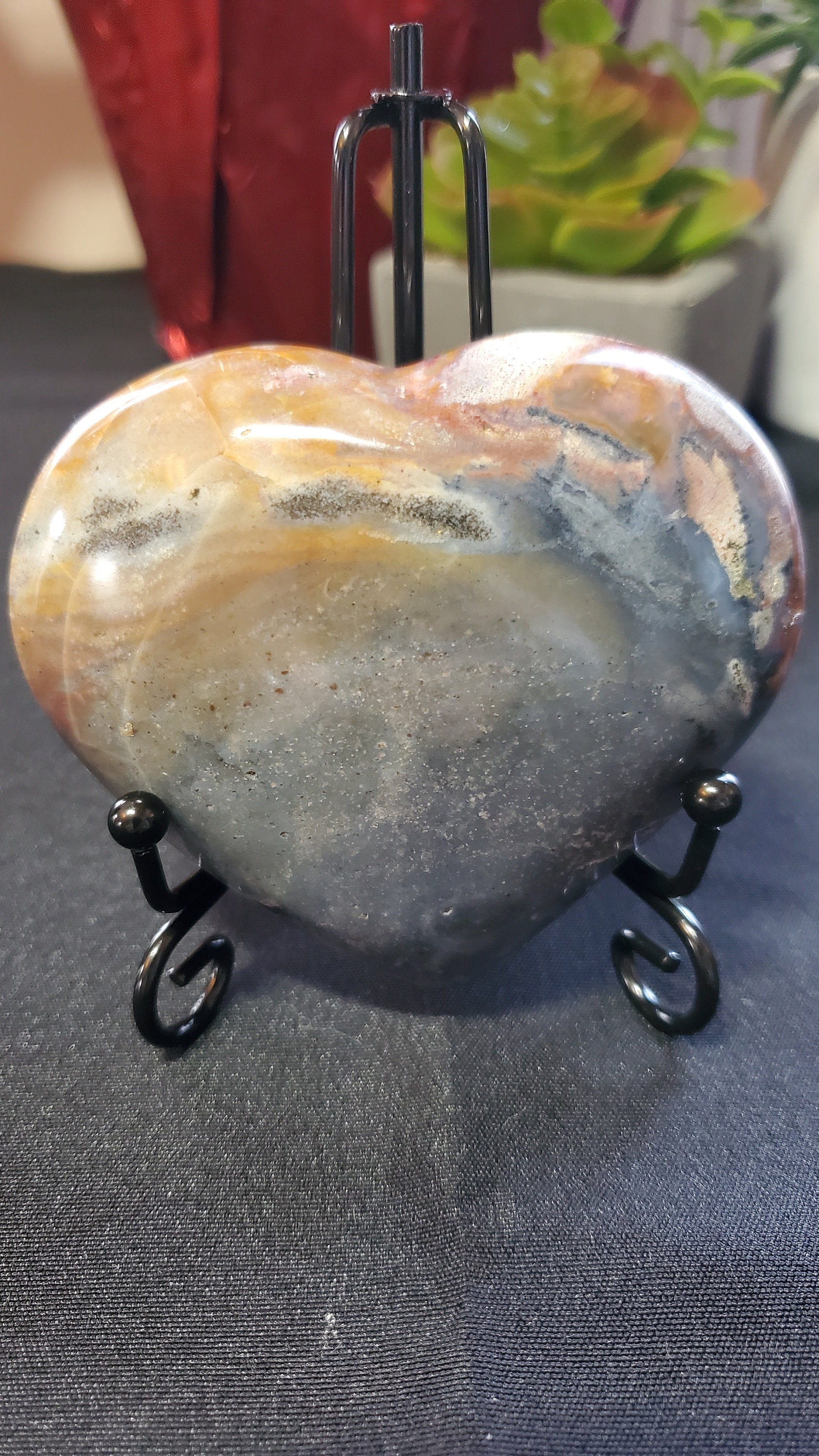 大きなオーシャンジャスパークリスタルハート2個セット - 素晴らしい