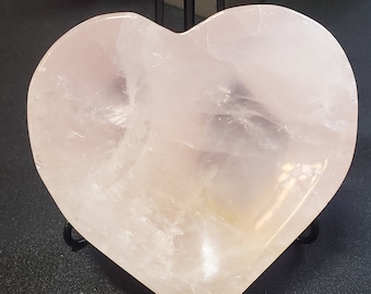 A Spectacular Rose Quartz Crystal Heart Shaped Sphere Holder- Showcase Your Beautiful Spheres or Jewelry - Crystal Healing - Crystal Store