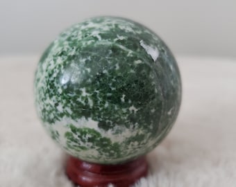 A Beautiful Green Moss Agate Crystal Sphere - Encourages Tranquility and Emotional Balance - Healing Crystal - Crystal Store