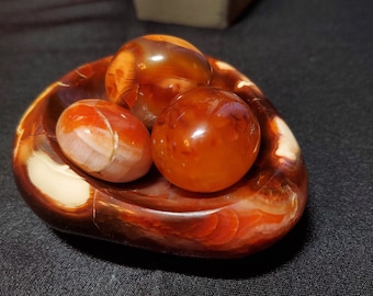 A Gorgeous Carnelian Crystal Sphere Holder with Druzy - Sphere Crystal Bowl-Believed To Attract Prosperity - Crystal Healing - Crystal Store