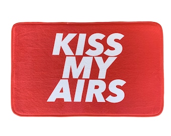 Kiss My Airs Red Floor Mat sneakerhead decor Jordan basketball inspired
