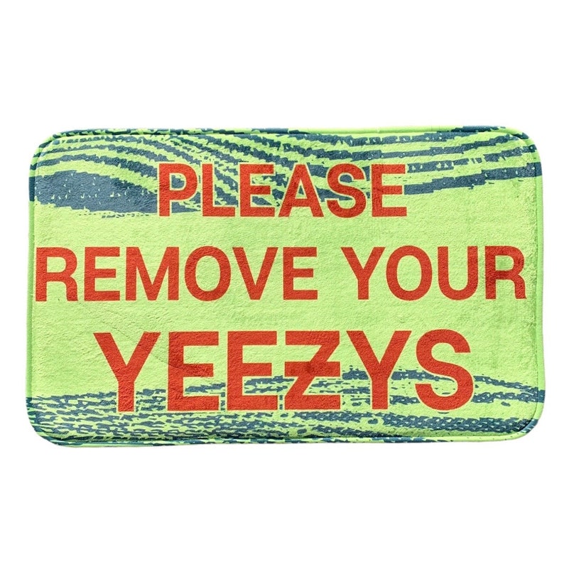 Please Remove Your YZYs Frozen Yellow Mat sneakerhead room decor custom Rug modern gift Hype Yeezy Kanye inspired image 1