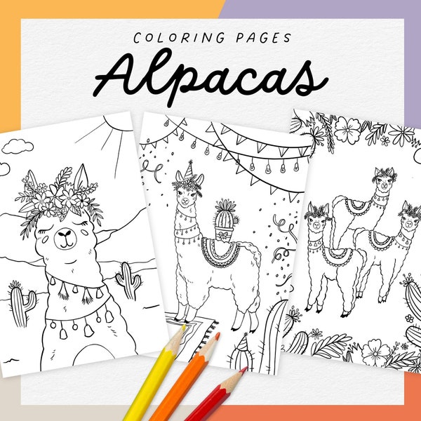 Cute Alpaca Coloring Pages For Kids | Birthday Party Activity For Children | Printable Coloring Book | Coloring Pages