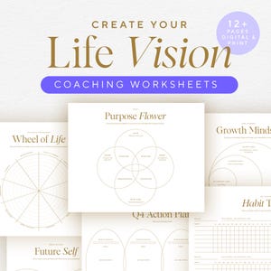 Lot imprimable Vision de la vie - Fixation d'objectifs, Roue de la vie (PDF numérique A4)